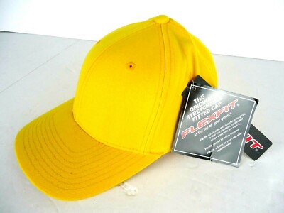 Flex Fit Yellow Baseball Cap Hat L-XL Embroidered 