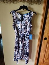 NWT Simply Vera Vera Wang Floral Sleeveless Dress Sz M Orig $68 Asymetrical Hem