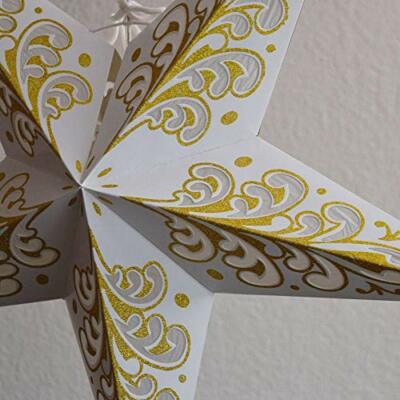 Quasimoon 24'' Gold Wave Glitter Paper Star Lantern, Hanging by PaperLanternStore