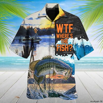 Were Going Fishing WTF Short Sleeve Hawaiian Shirt For Men Love Fish Size S 5XL