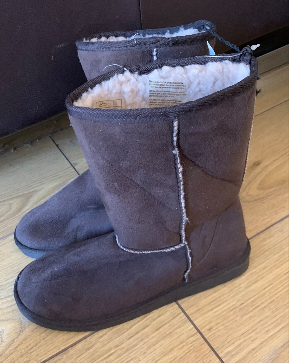 BNWT Primark brown furry lined Sz UK