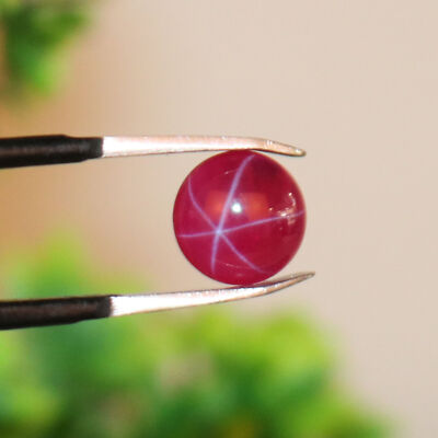 Natural 6 Rays Red Star Ruby 2.8 Ct. Round Cabochon Loose Gemstone STR-173