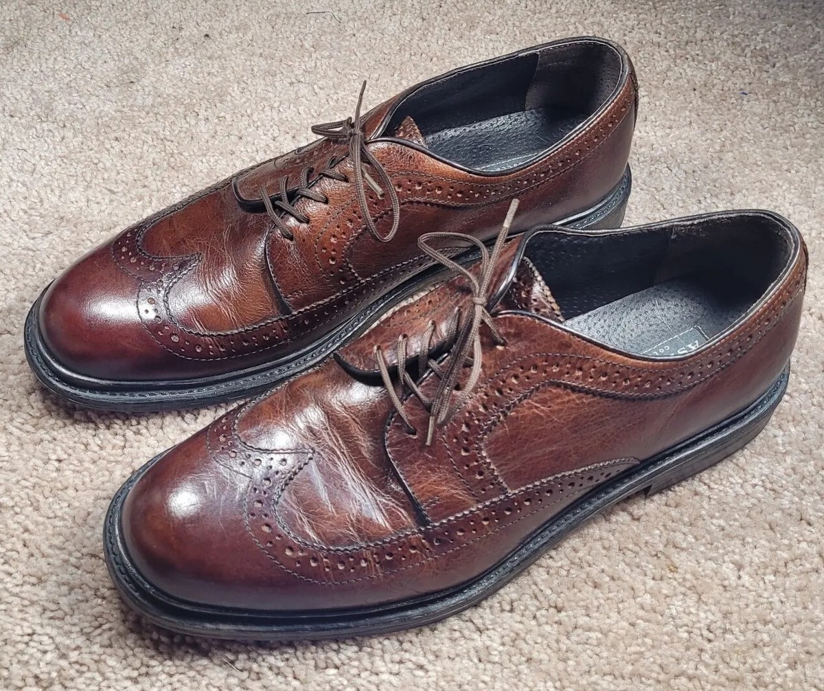 aston grey brown dress shoes ASTON GREY 'FLETCHER'-Brown Leather, Mens Wing.Tip Oxford Dress Shoes-(10)