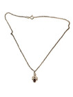 Vintage Silver Tone Flower Pendant Necklace with Red Stone — photo 2