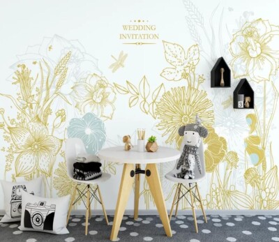 3D Yellow Flower G8961 Wallpaper Wall Murals Removable Self-adhesive Honey