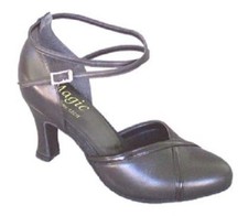 Magic Ruth Ladies Ballroom Dance Shoe - Black Leather - Size 4.5