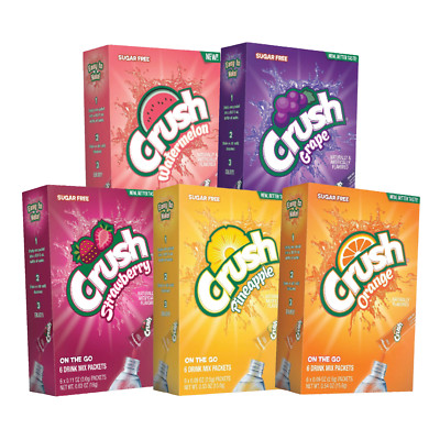 Crush Variety Flavor Drink Mix Singles To Go | 6 Sticks Per Pack | Mix & Match