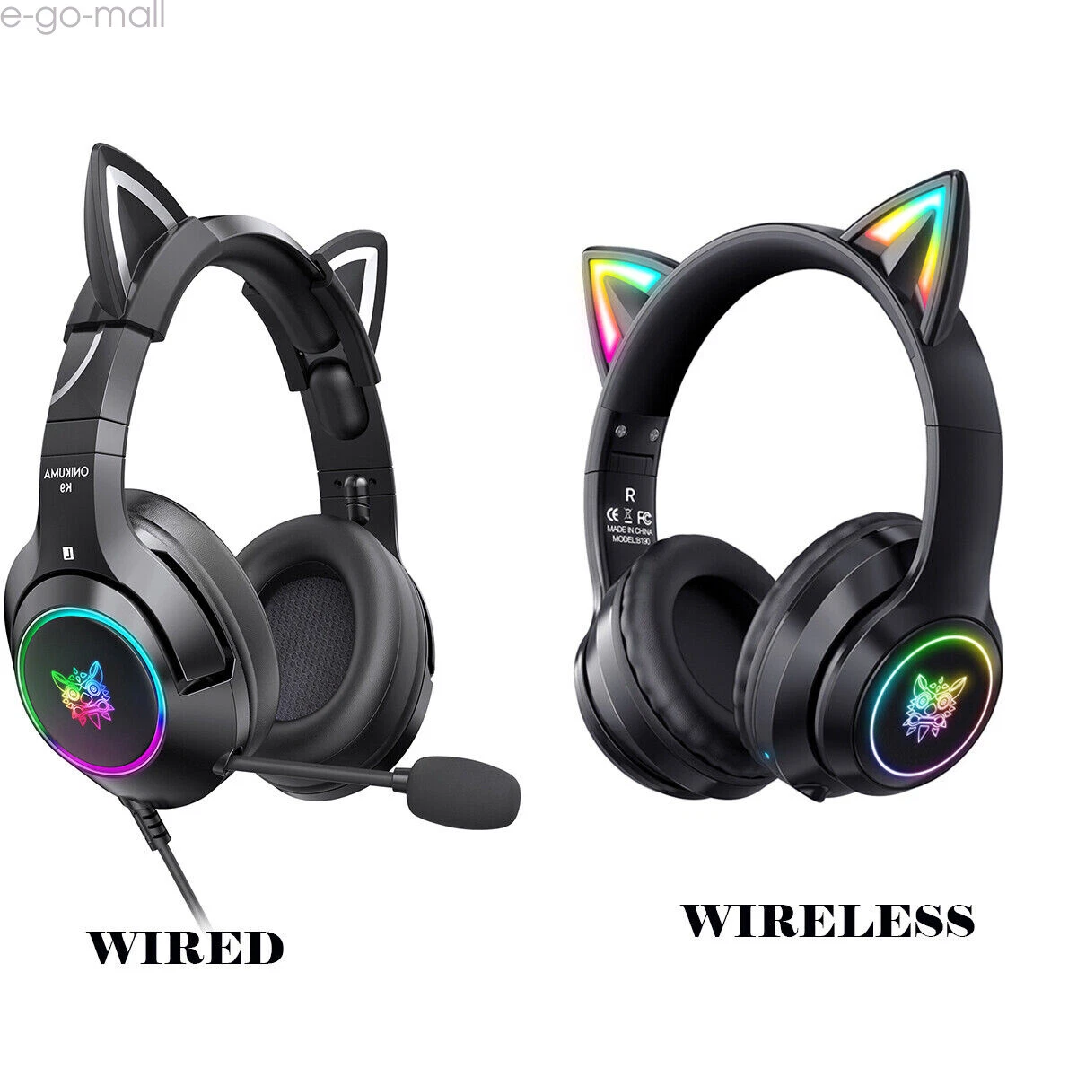 Casque Bluetooth sans fil Cute Cat, casque gamer avec microphone