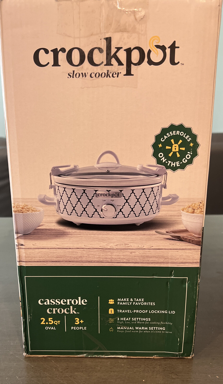 CrockPot 2.5Quart Mini Casserole Crock Slow Cooker, White/Blue eBay