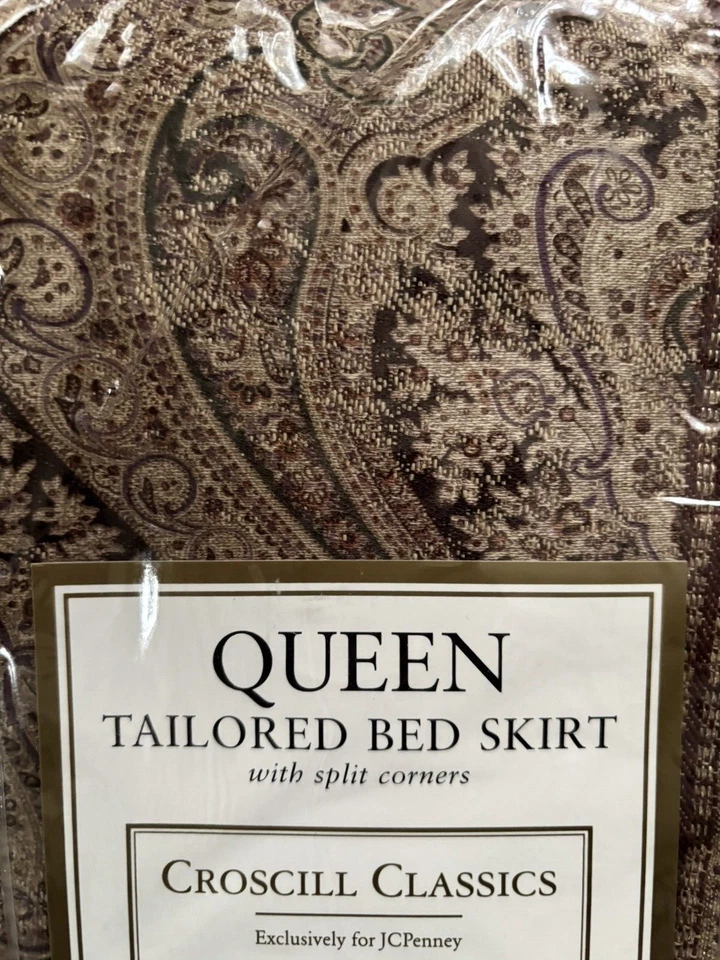 Falda Cama Croscill Lujo Tánger Damasco REINA Dorado Marrón Paisley 60"x82" NUEVA Foto 2 de 4