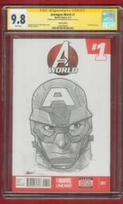 Avengers 1 Variant CGC 9.8 SS Humberto Ramos Captain America Original Art Sketch