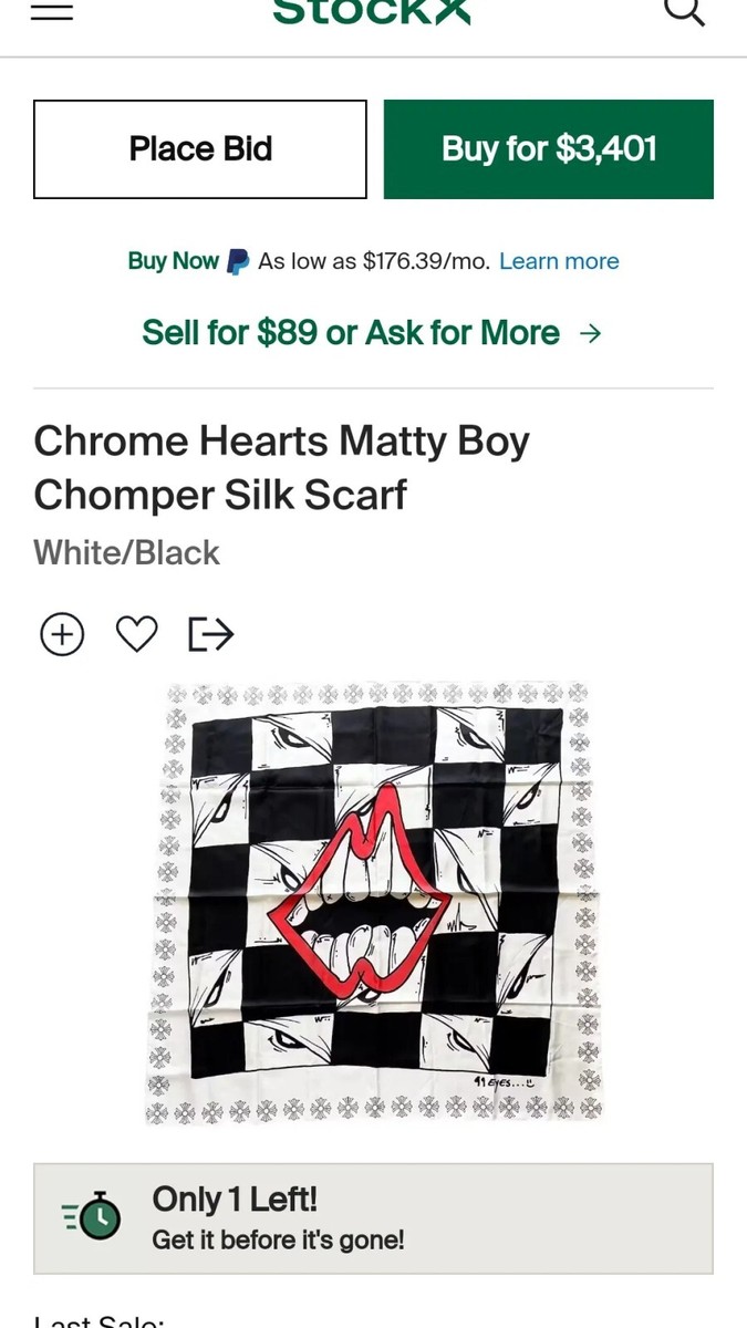 Chrome Hearts Scarve, Extremely Rare Has Only Been Increasing In