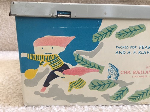 Vtg Metal Cookie Tin Fern Ville Lines Fearnley Eger Klaveness Norway FREE SHIP - Picture 9 of 15
