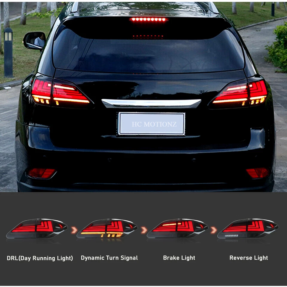 LED Tail Lights For Lexus RX350 RX450h F 2009-2015 Smoked Rear Lamps Assembly - Image 3 of 4