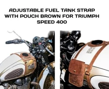 ADJUSTABLE FUEL TANK STRAP WITH POUCH BROWN FIT FOR TRIUMPH SPEED 400