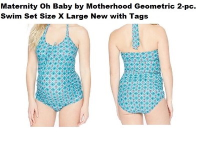 OH BABY BY MOTHERHOOD MATERNITY GEOMETRIC 2-SWIMSUIT SIZE X LARGE 16-18 NEW/TAGS