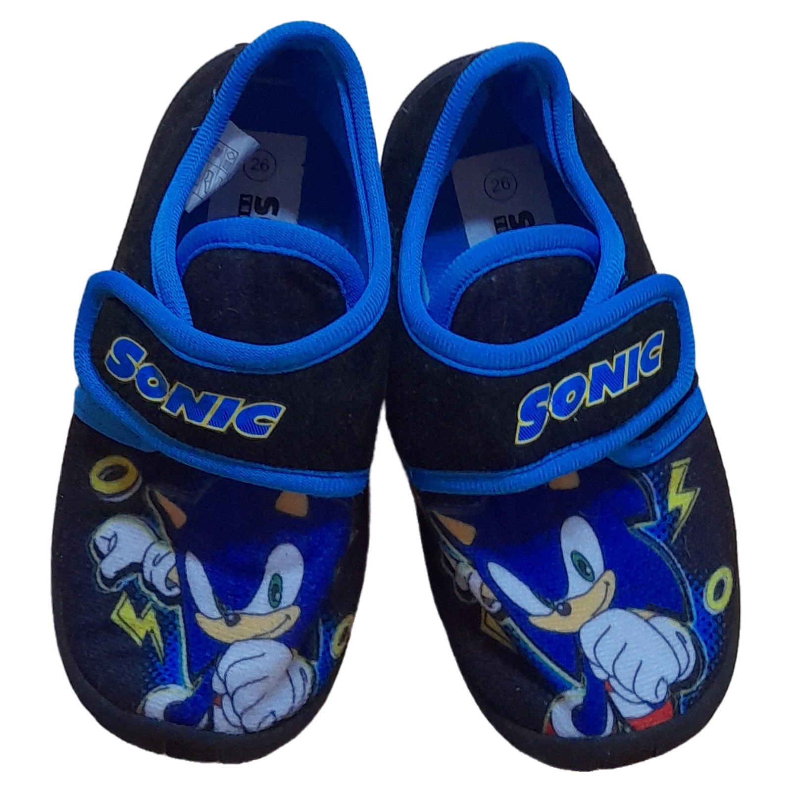 SAOLA Pantofole per bambini Sonic numero 26 nere velcro stampa logo
