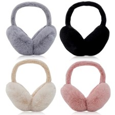 4PCS Women Winter Ear Muffs Faux Fur Earmuffs Fuzzy Foldable Fluffy Multicolor