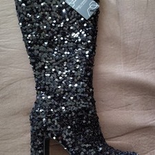 Steve Madden Women s Black Sequin Knee High B...