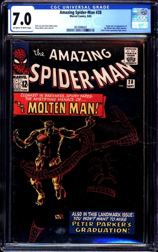Amazing Spider-Man #28 (1965) CGC 7.0 -- O/w to white; 1st & origin Molten Man