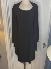 CHAPS VINTAGE PULLOVER BLACK DRESS WITH AN ATTACHED CAPE-SIZEL-PERFECT!!