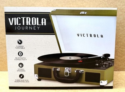 VICTROLA Journey Portable Suitcase Record Player 3-Speed w/Bluetooth - Green NEW