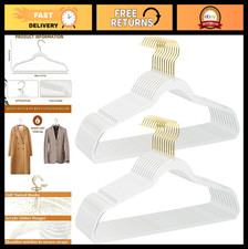 Durable Clear Plastic Clothes Hangers 20 Pack - 16" Space-Saving Coat Hangers wi