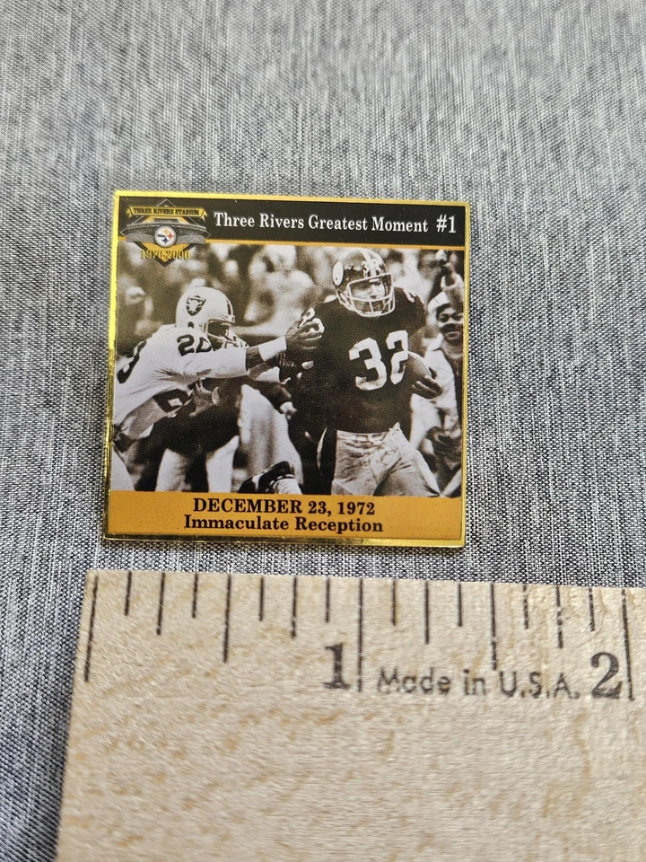 Prendedor conmemorativo de colección de los Pittsburgh Steelers de la NFL Inmaculada recepción 1972 00s Foto 2 de 4