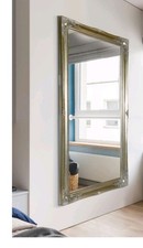 Large Modern Champagne Silver Gloss Stepped frame Wall Mirror *various sizes*