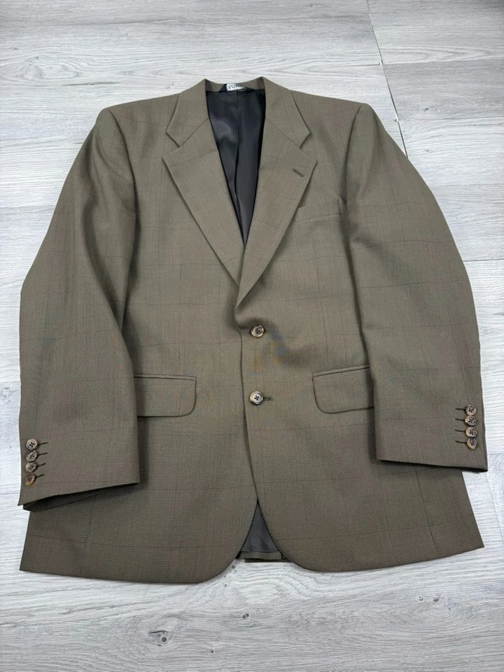 Blazer Burberry Masculino 42R Marrom Espinha de Arenque Xadrez Jaqueta Terno de Lã Casaco Esportivo - Imagem 3 de 4