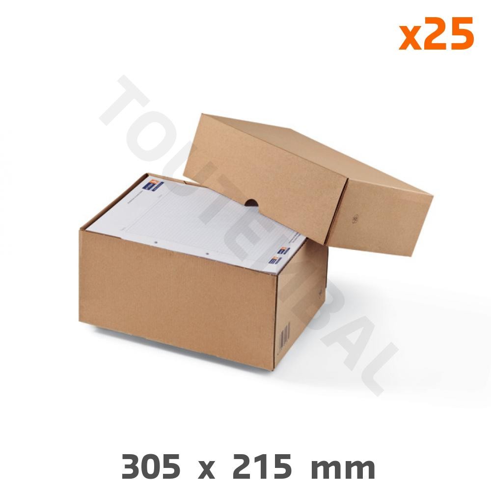Carton emboîtable A4 à hauteur variable 305x215mm pour expédition de livres (Lot de 25)