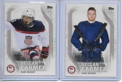 2018 Topps Olympic Base Declan Farmer Sled Hockey Lot of 2 USA 43 US 46