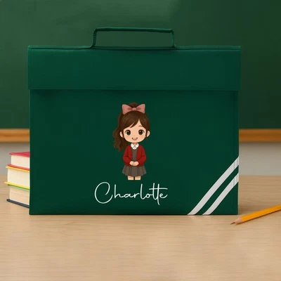 U&S CLOTHING Personalisierte Büchertasche individuell beliebiger Name bedruckt Jungen Mädchen Kinder Schulanfang