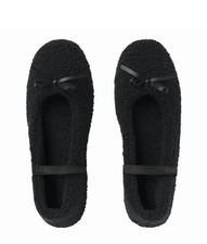 Skims Cozy Ballet Onyx Black Fuzzy Bow Slipper Size 8 New