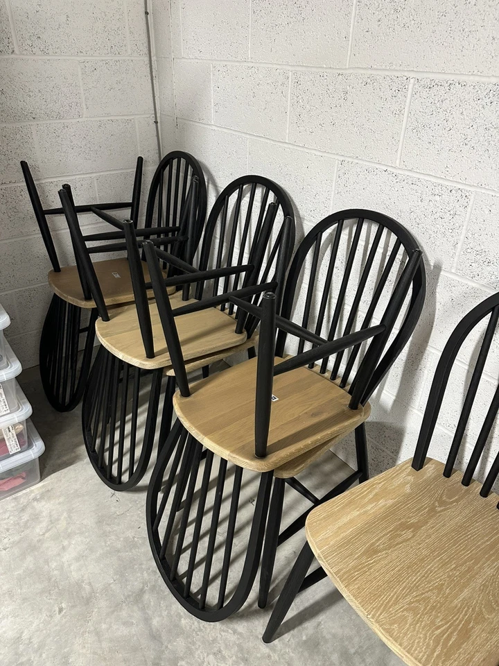 Cotswold Company Berkeley Oak and Black Set of 4 Dining Chairs - Image 2 of 4
