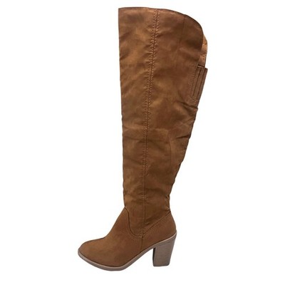 DV Dolce Vita Marilyn Tan Faux Suede Over The Knee Block Heel Boots Womens 7.5
