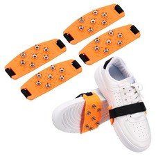 4 Pcs Crampons Traction Cleats, 7 Steel Anti-Slip Spikes Snow Grips, Orange