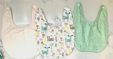 3 Handmade Gender Neutral Baby Bibs Snap Closure