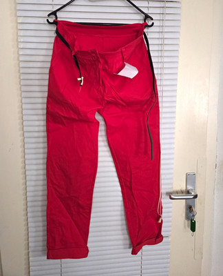 LISA MODA Damen Chino-Hose M rot mit Gürtel/Bindeband Normalgröße