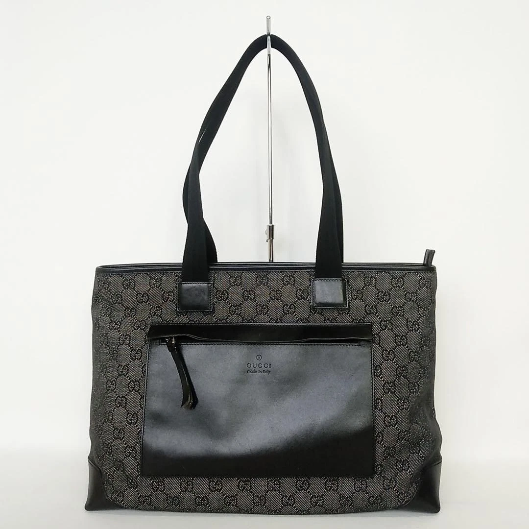 Gucci Gg Sac fourre tout en toile noir   Sac à main créateur sac à main   Cuir authentique