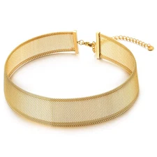 Mesh Choker Necklace Women Statement Jewelry Metal Collar Party Gift 80s Punk