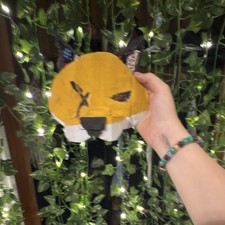 Handmade Fox Full Face Mask Set of 2 Painted Cardboard Yellow Black White