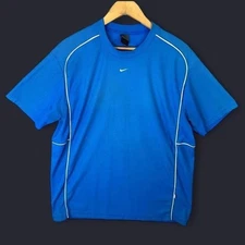 Nike blue crew neck short sleeve t-shirt nike with middle swoosh #90sfashion