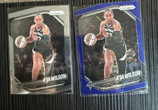 2025 Panini Prizm WNBA A’Ja Wilson #76 Blue Velocity and base. Las Vegas Aces