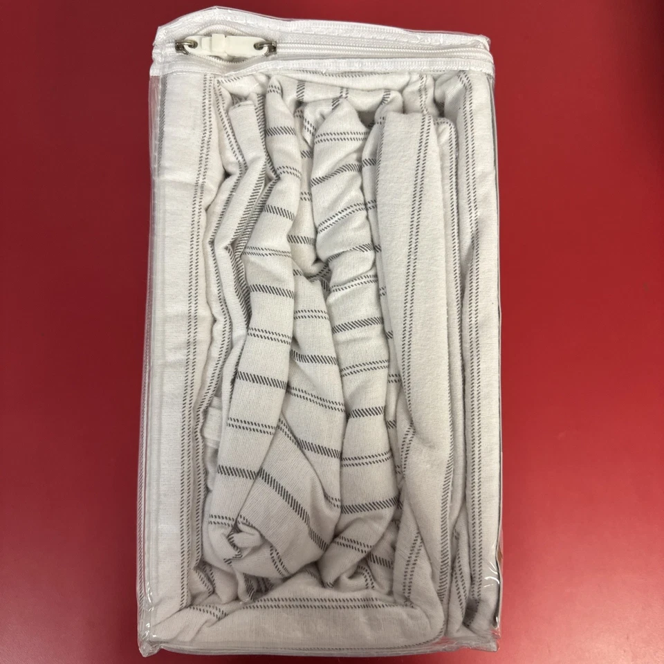 Twin Flannel Sheet Set 3 Piece White, Gray Striped New - Image 3 of 4