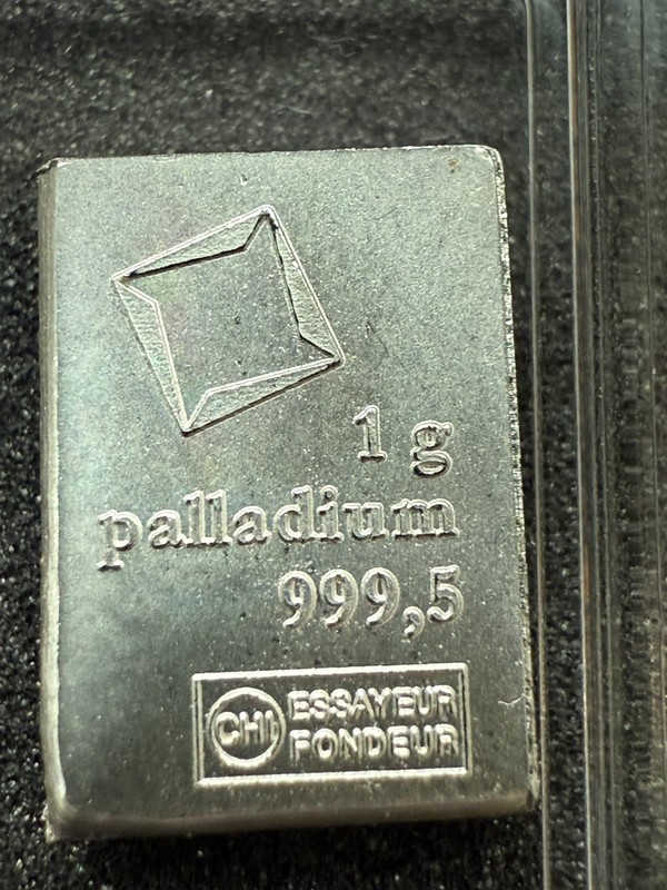 1 gram Palladium Bar .9995 Fine Bar - Valcambi Suisse Palladium CombiBar™