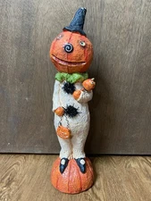 Debra Schoch Halloween Figurine Orange Pumpkin Candy Bucket