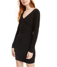 Crystal Doll Womens Open Back Bodycon Dress, Black, Medium