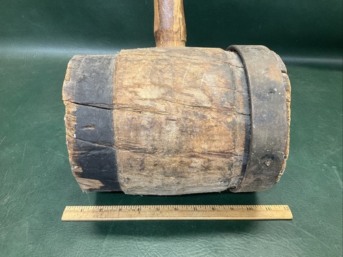 Antique 36" Strongman Wooden Mallet Circus / Fairgrounds Sledge Heavy 15 Lbs - Picture 2 of 13