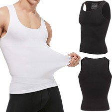 2 Pack Men Compression Shirt Slimming Tummy Control Body Shapewear Tank Top Vest